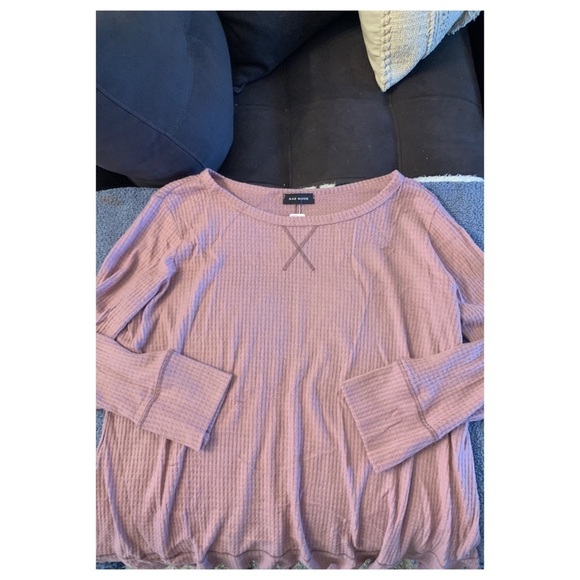 Plus Sz Mauve Waffle Knit Brushed High-lo Top - Picture 4 of 5